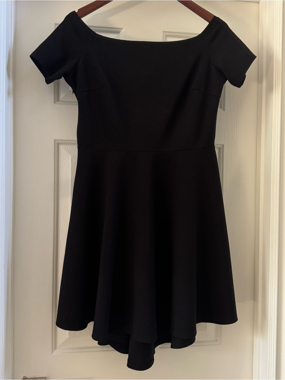 Women's Black Boat Neck- High-Low Dress